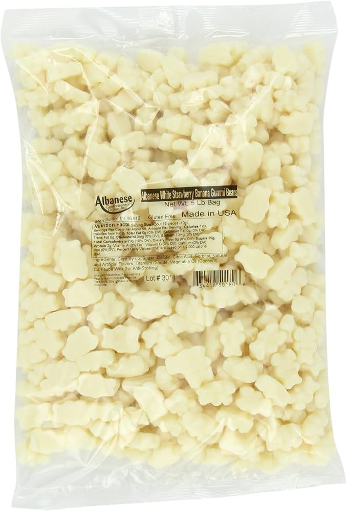 Albanese Candy, White Strawberry-Banana Gummi Bears, 5-pound Bag | Amazon (US)