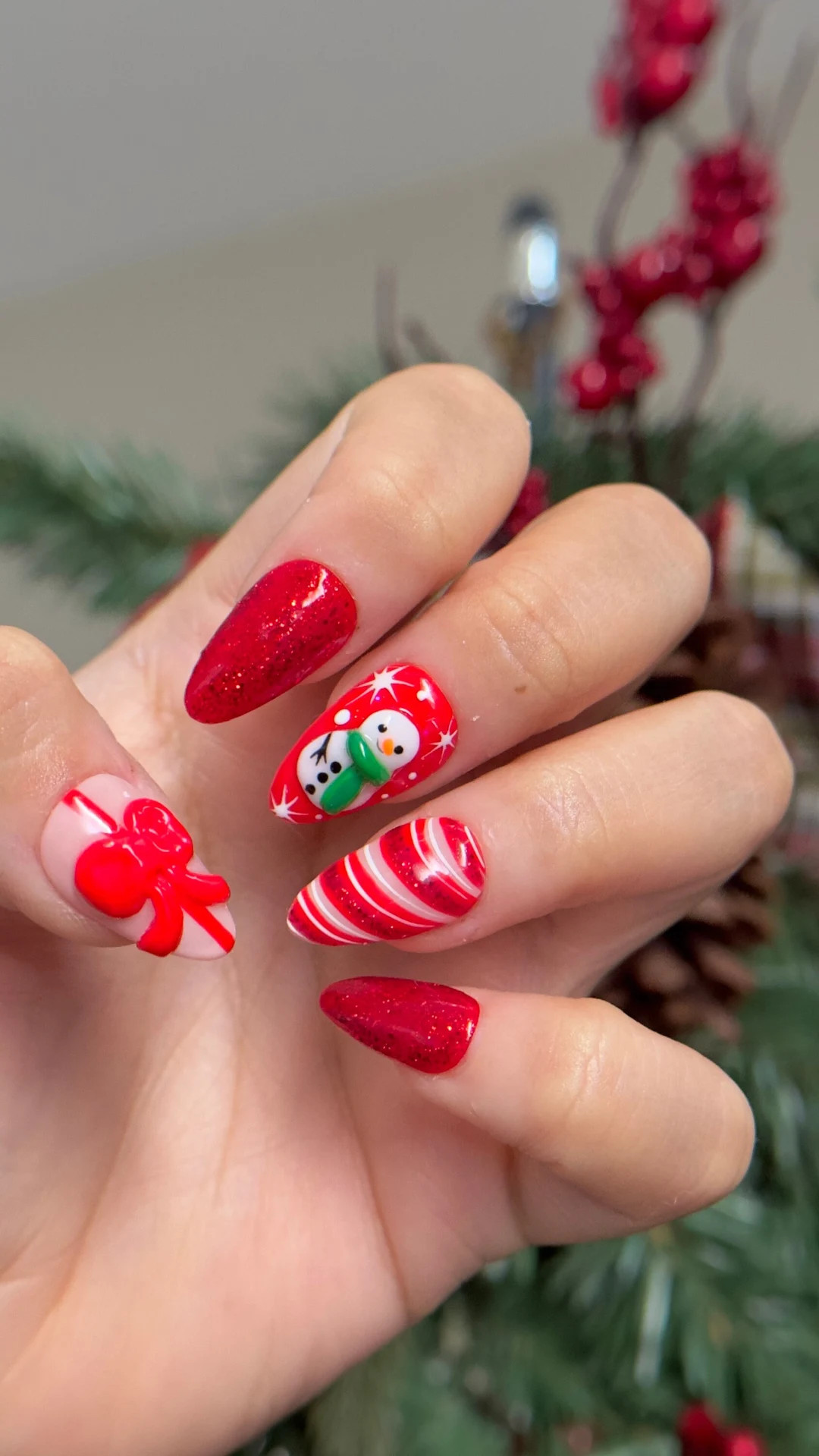 Cute 3D Red Nails, Kawaii Candy Cane, Glue on Nails and Reusable Nails, Press on Nails - Etsy | Etsy (US)