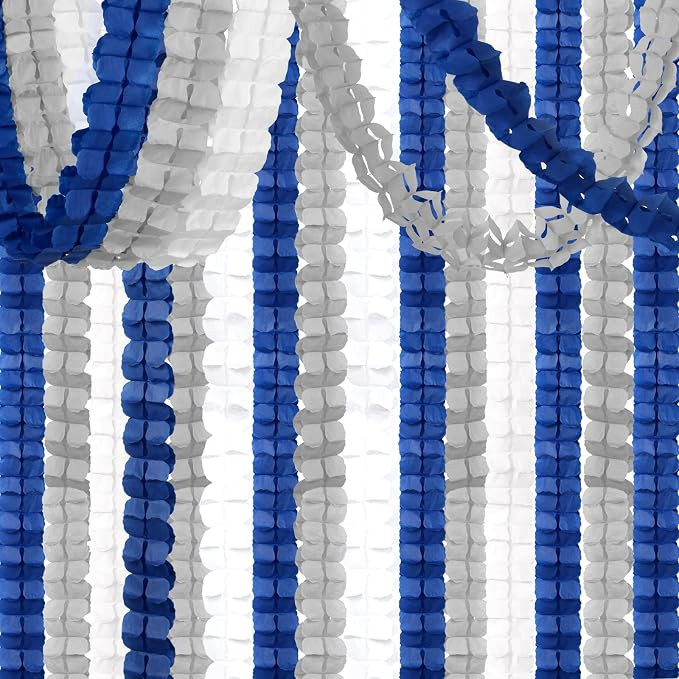 Navy-Blue White-Silver Party-Decorations Streamers Garland - 12pcs Royal Graduation 2025 4-Leaf C... | Amazon (US)