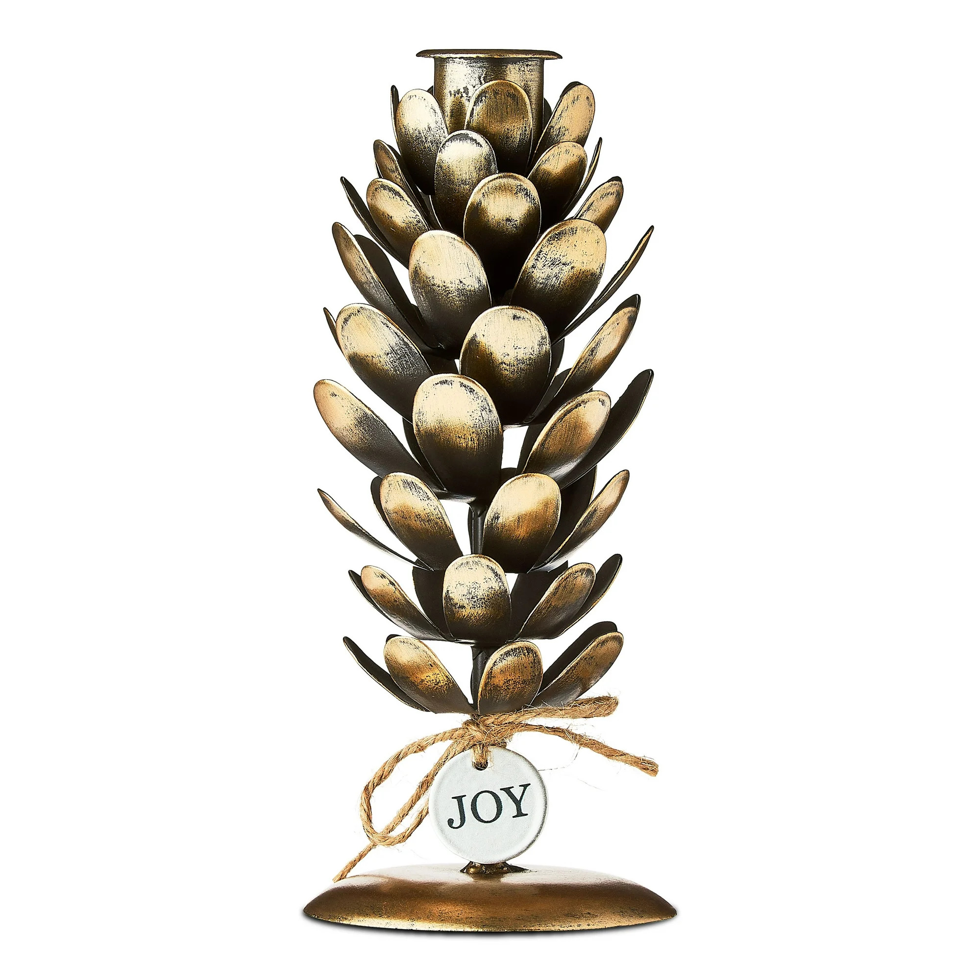 Small Brown and Gold Iron Pinecone Christmas Taper Candle Holder, 7", by Holiday Time - Walmart.c... | Walmart (US)
