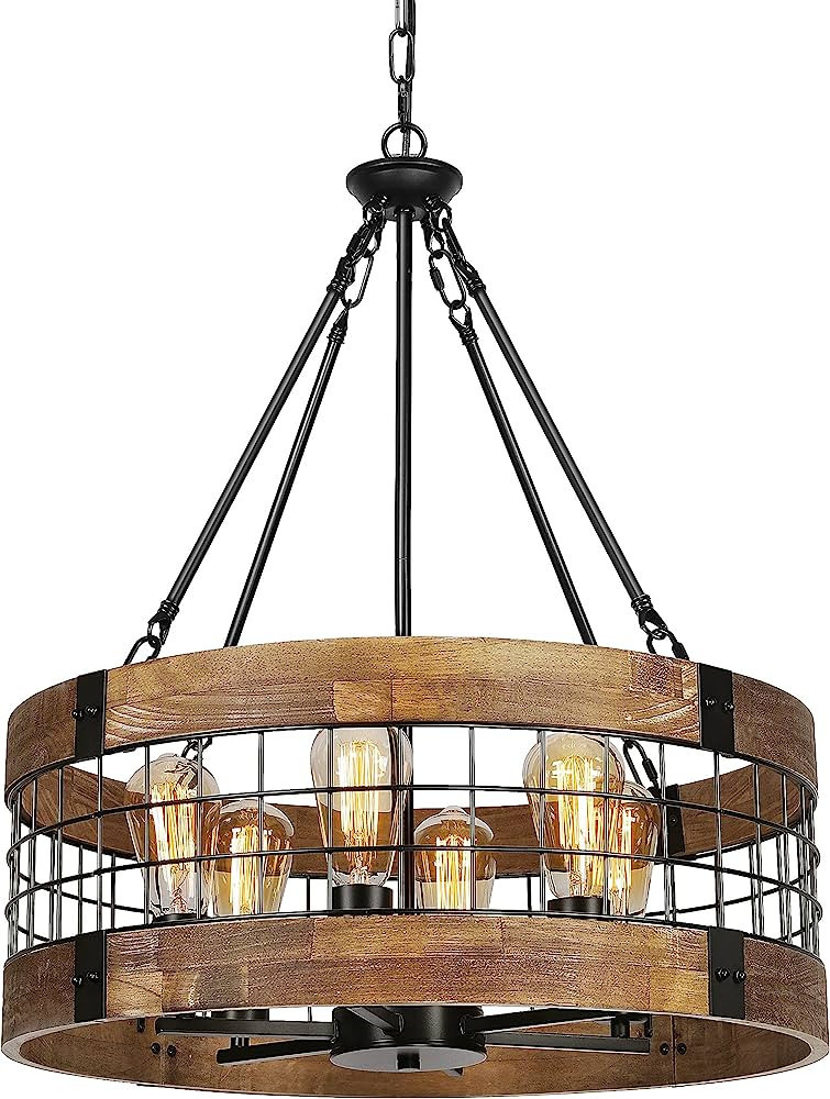 ACNKTZ 6-Light Farmhouse Chandelier for Entryway, Rustic Dining Room Light Fixtures, Industrial D... | Amazon (US)