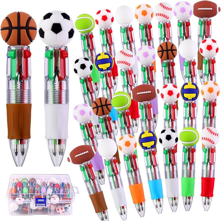 Vellibring 30pcs Mini Multicolor Pens in One 4-in-1 Cute Bulk Pens,Sport Soccer Rugby Basketball ... | Amazon (US)
