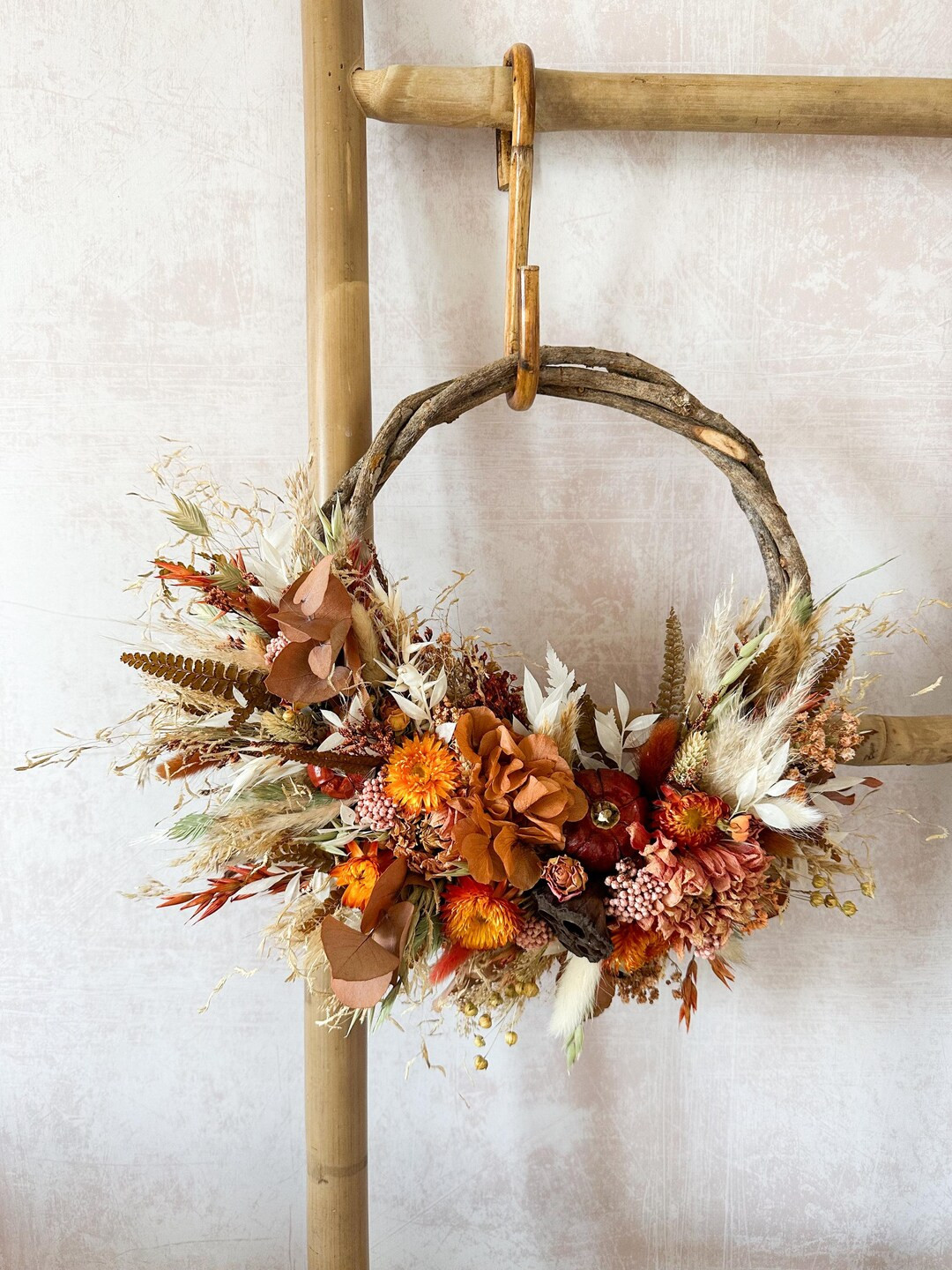 Dried Flower Autumnal Halloween Floral Wreath - Etsy | Etsy (US)