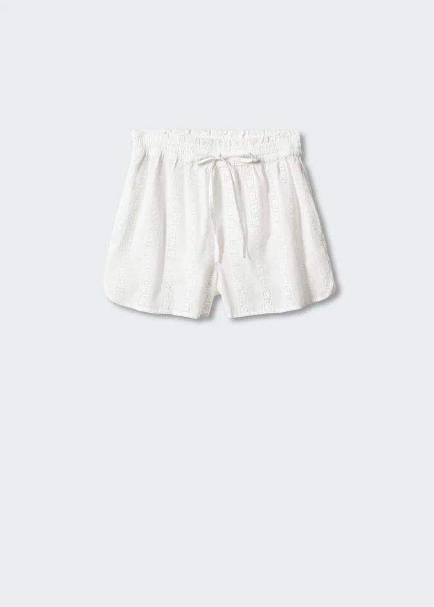 Embroidered cotton shorts -  Women | Mango USA | MANGO (US)