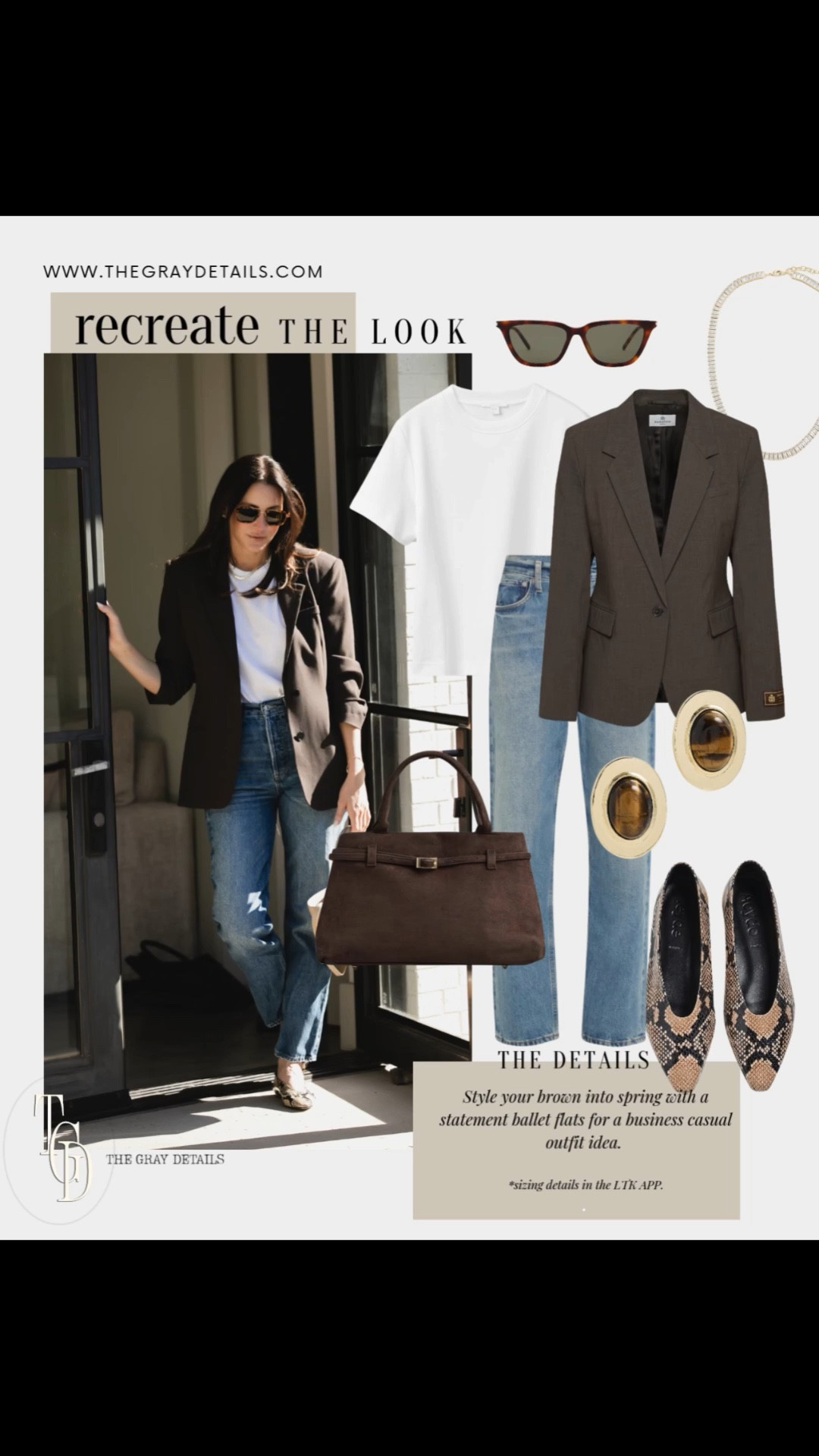 Brown blazer, straight leg jeans, snakeskin ballet flats, Amazon bag 

#LTKOver40 #LTKootd #LTKWorkwear