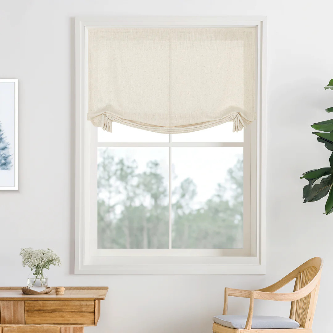 Liz Linen Herringbone Blackout Roman Shades & Blinds | NeutralCurtains