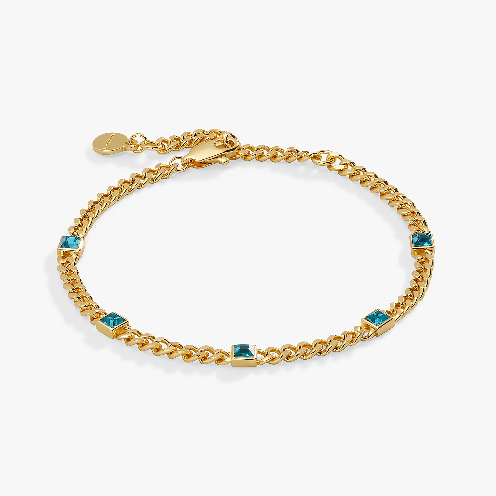 Blue Zircon Curb Chain Bracelet, December Birthstone | Alex and Ani