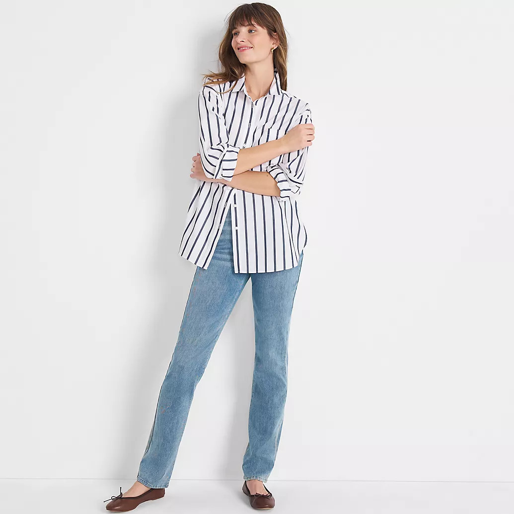 Women's Starfish High Rise Knit Denim Straight Jeans | Lands' End (US)