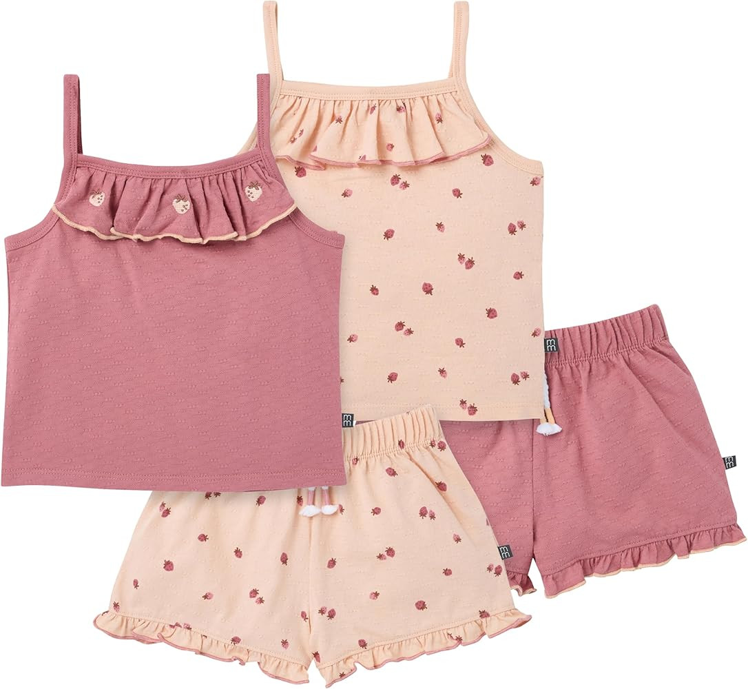 Modern Moments by Gerber Baby Girls' 4-piece Set (2 Flutter Sleeve Top & 2 Ruffle Wide Leg Short) | Amazon (US)
