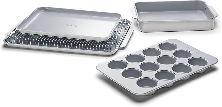 Caraway Nonstick Ceramic Bakeware Set (5 Pieces) - Baking Sheets, Assorted Baking Pans & Storage ... | Amazon (US)