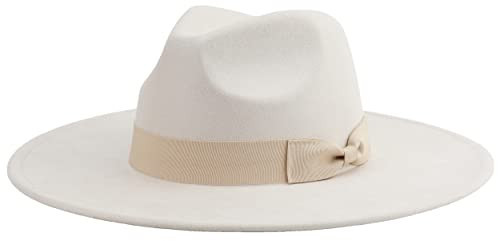 Pro Celia Big Wide Brim Fedora Hat for Women Large Felt Panama Rancher Hat (Ivory) | Amazon (US)