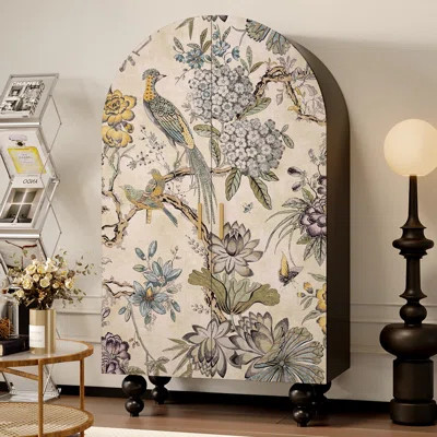 Arched Armoire Cabinet with Shelves &Art Doors | Wayfair North America