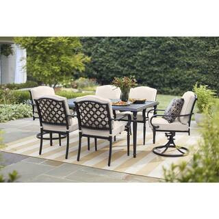 Laurel Oaks Brown Metal Outdoor Dining Table | The Home Depot