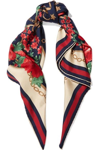 Printed silk-twill scarf | NET-A-PORTER (US)