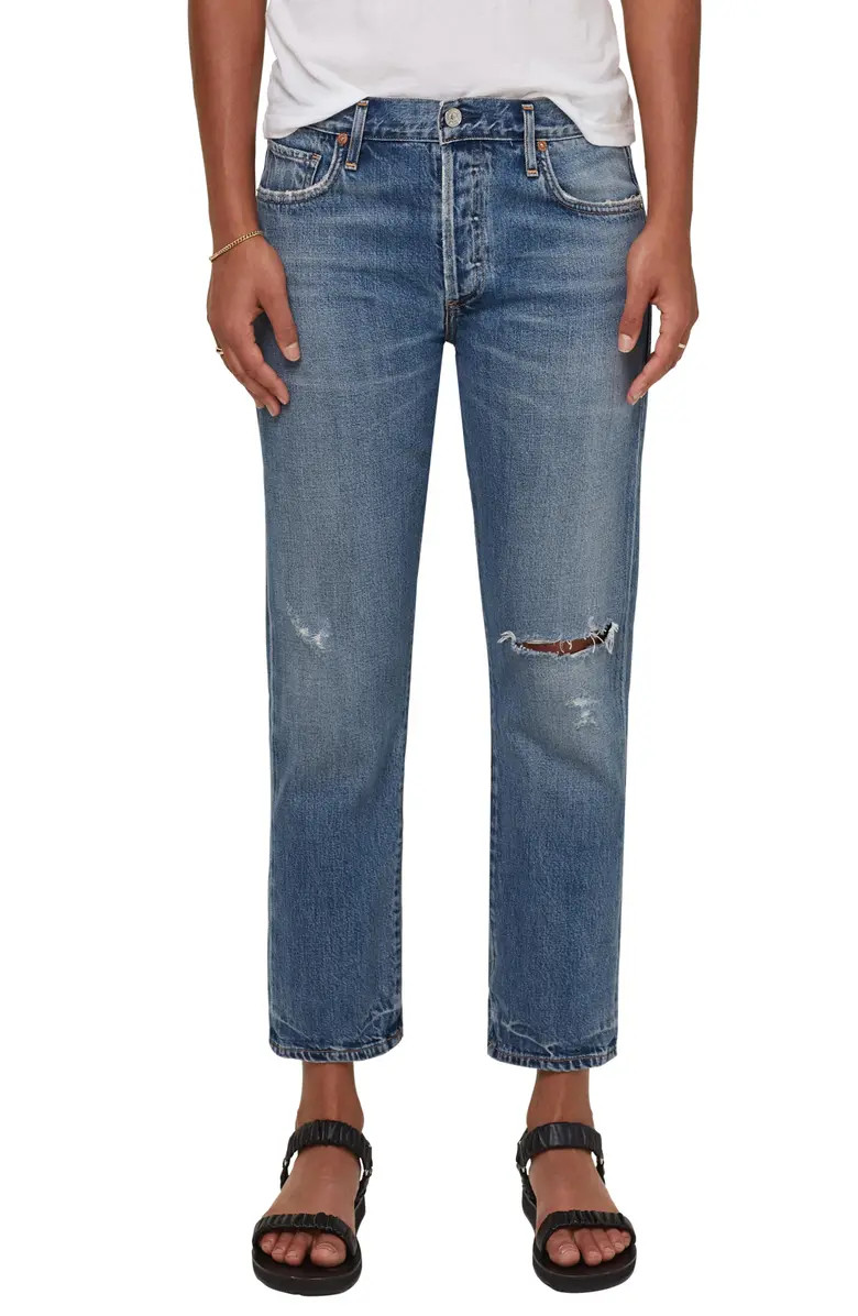 Emery Ripped High Waist Crop Straight Leg Jeans | Nordstrom