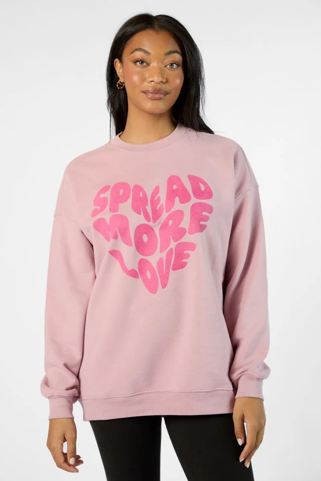 Spread More Love Mauve Oversized Graphic Sweatshirt | Pink Lily