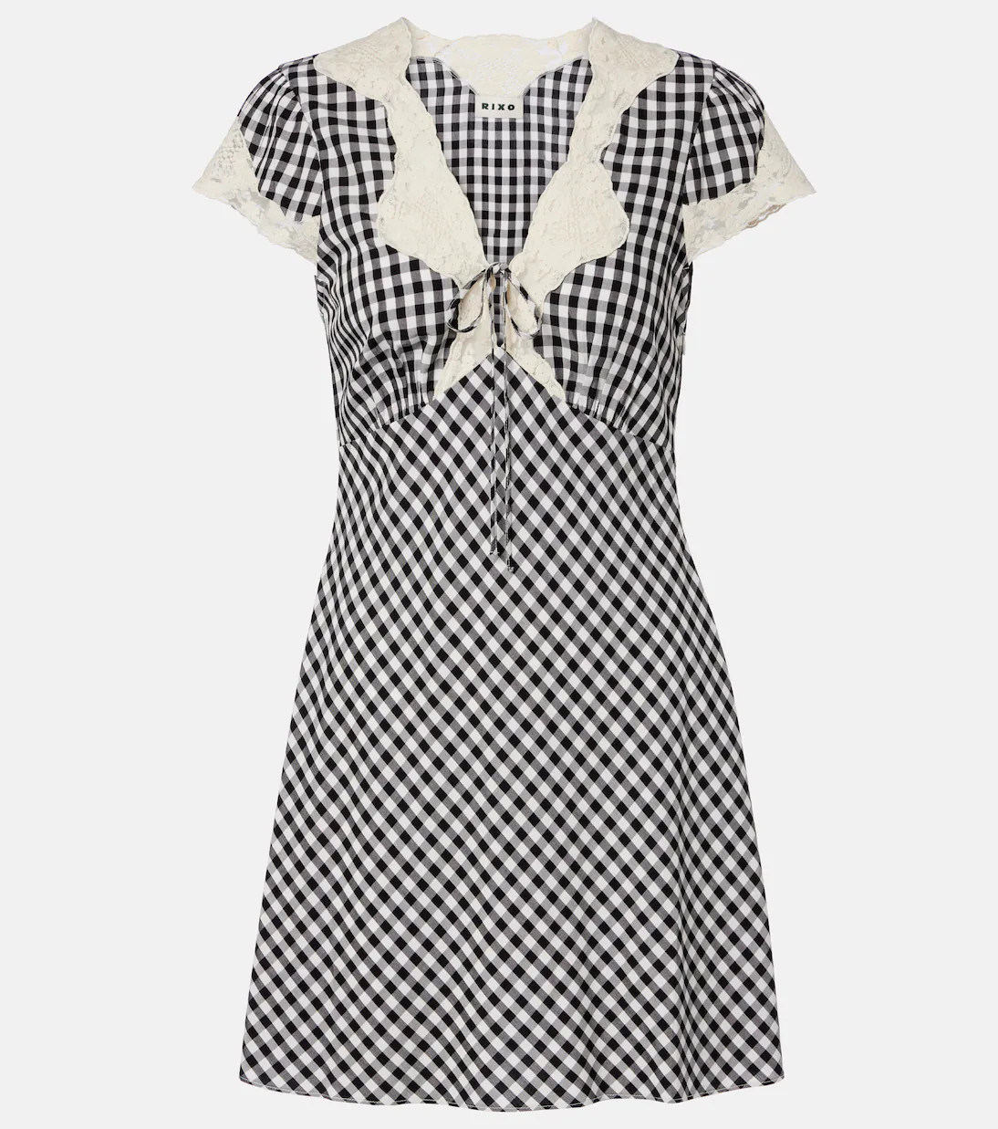 Lacie lace-trimmed checked crêpe minidress | Mytheresa (UK)
