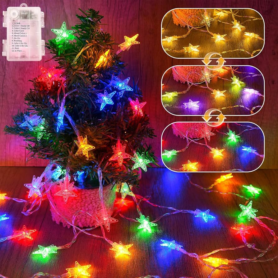 Christmas Lights Battery Operated Star Fairy Lights with Timer/Colour Changing/12 Modes, IP44 Wat... | Amazon (UK)