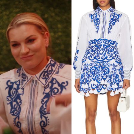 Lindsay Hubbard’s White and Blue Embroidered Dress