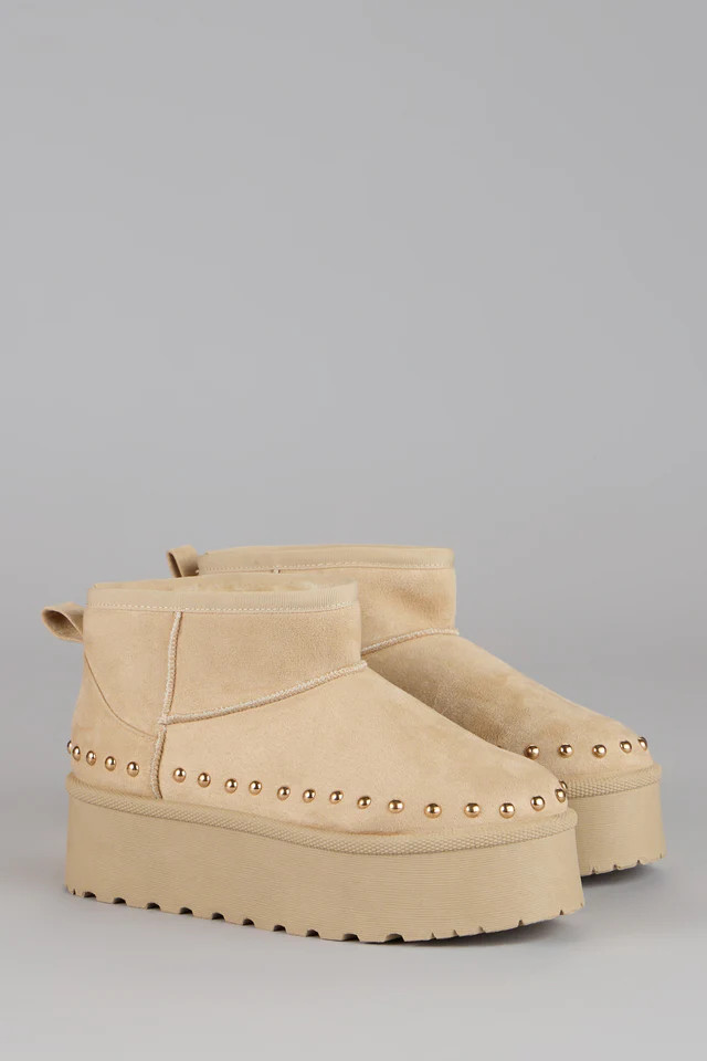 Frost Mode Microsuede Stud Platform Booties | Windsor Stores