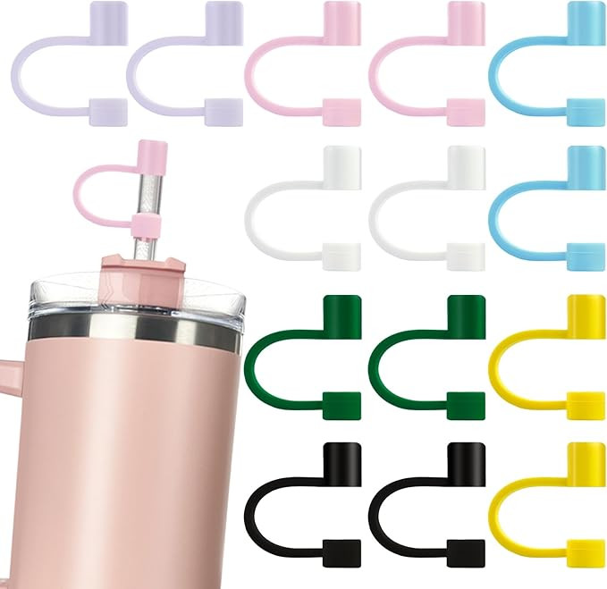 14Pcs 0.4in/10mm Diameter Silicone Straw Covers Cap Compatible with Stanley 20 30&40 Oz Cup, Stra... | Amazon (US)