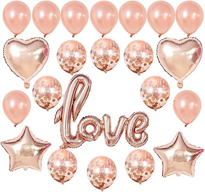 GOER I Lou You Foil Balloons,23 Pcs Champagne Gold Balloon Set for Valentine's Day Propose Weeddi... | Amazon (US)