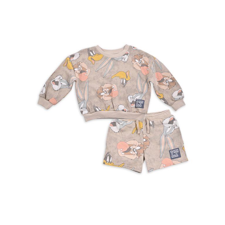 Looney Tunes Baby and Toddler Boy French Terry Sweatshirt and Shorts Outfit Set, 2-Piece, Sizes 1... | Walmart (US)
