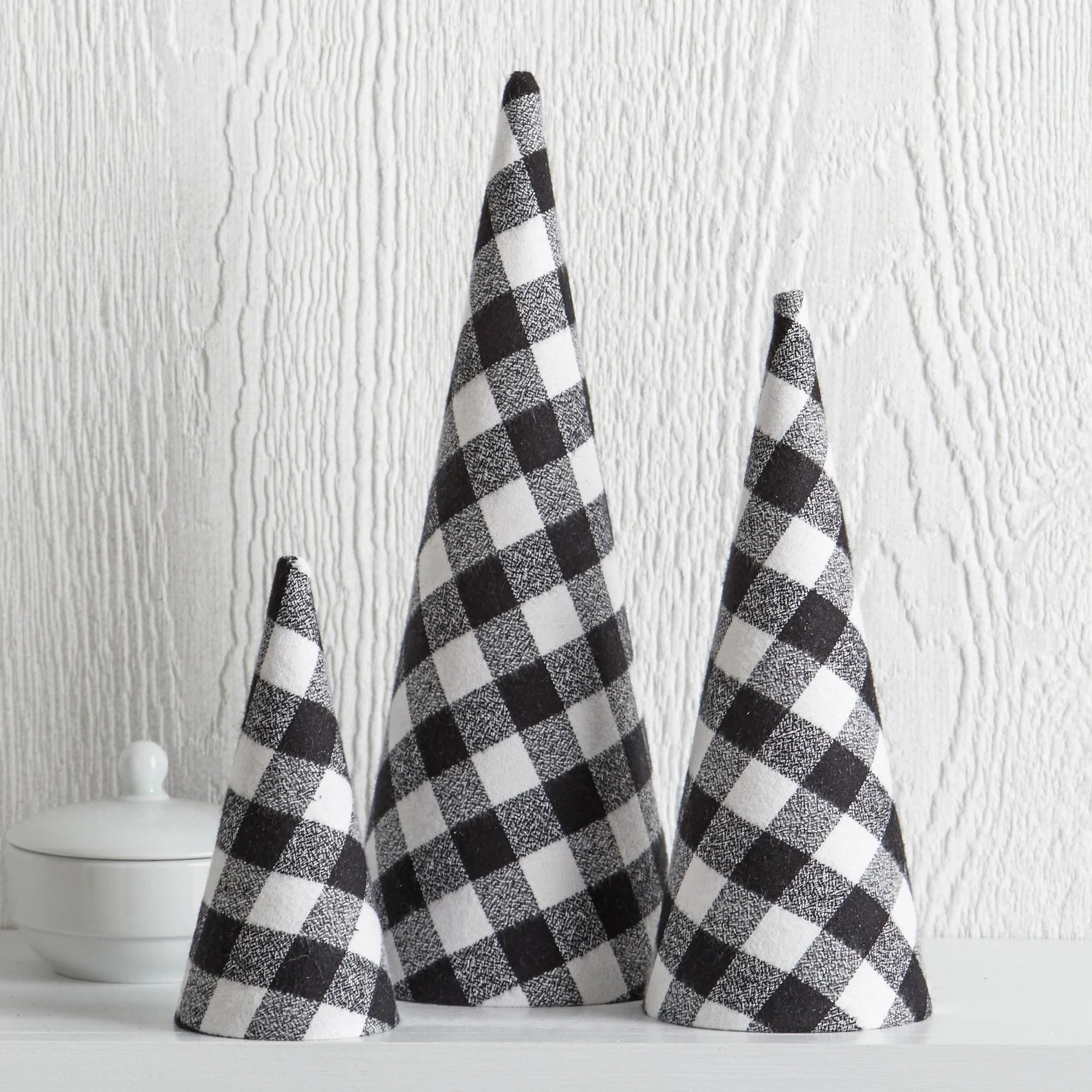 Trees Set of 3 Buffalo Check Plaid Flannel, rustic home decor, tabletop decor, table centerpiece,... | Etsy (US)