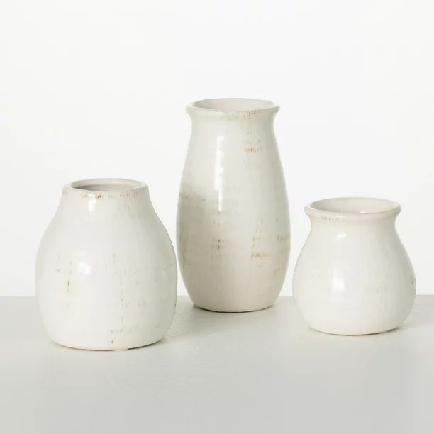 Sullivans Set of 3 Petite Ceramic Vases 3"H, 4.5"H & 5.5"H White | Walmart (US)