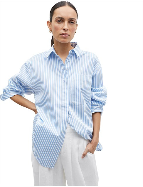 Seed Heritage Cotton Stripe Shirt | David Jones | David Jones (Australia & New Zealand)