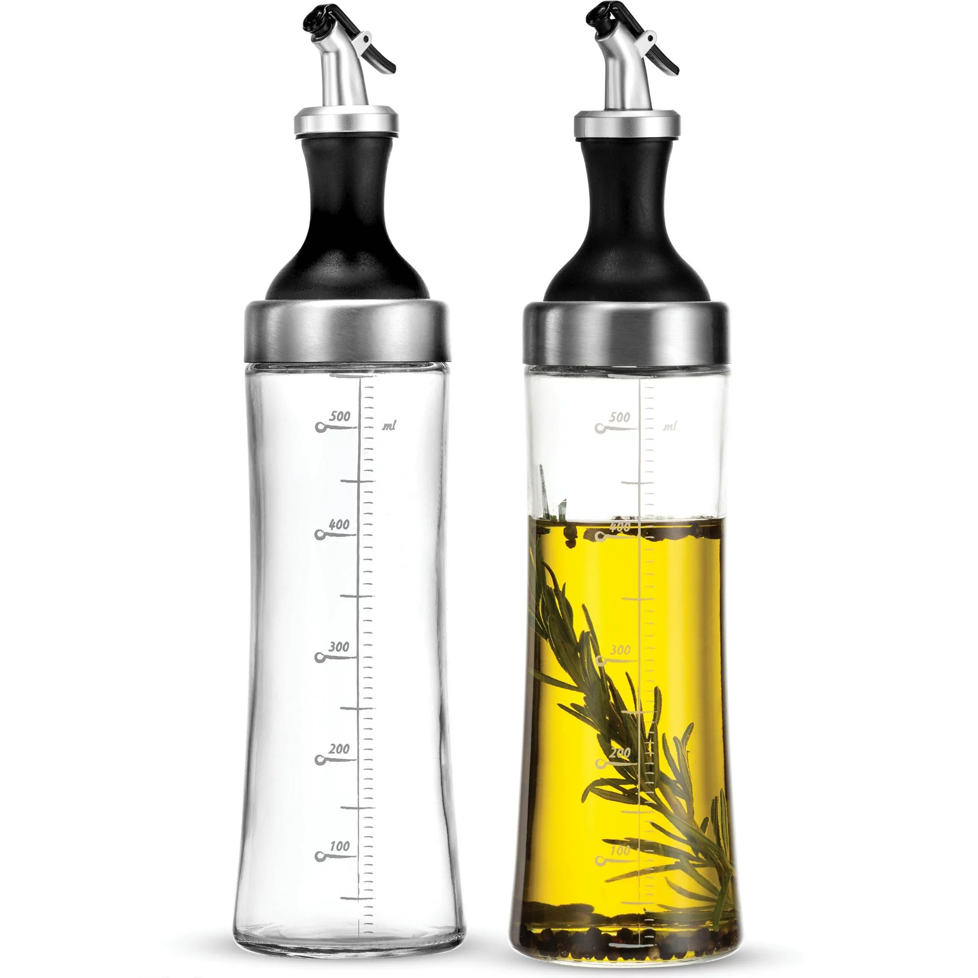 Superior Glass Oil and Vinegar Dispenser 18 Oz. (set of 2) Modern Olive Oil Dispenser, Clear Lead... | Walmart (US)
