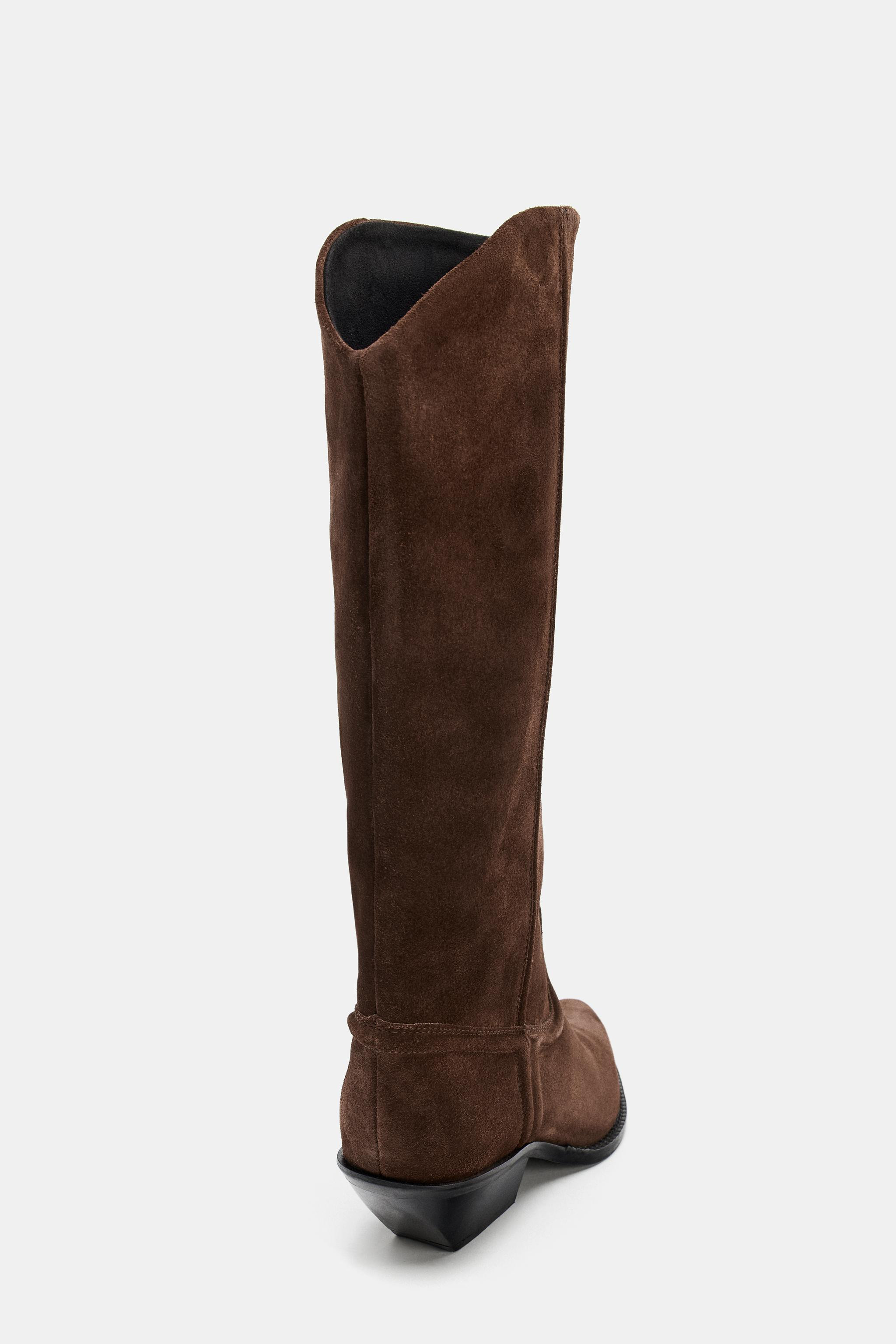 SPLIT SUEDE COWBOY HEELED BOOTS | Zara US