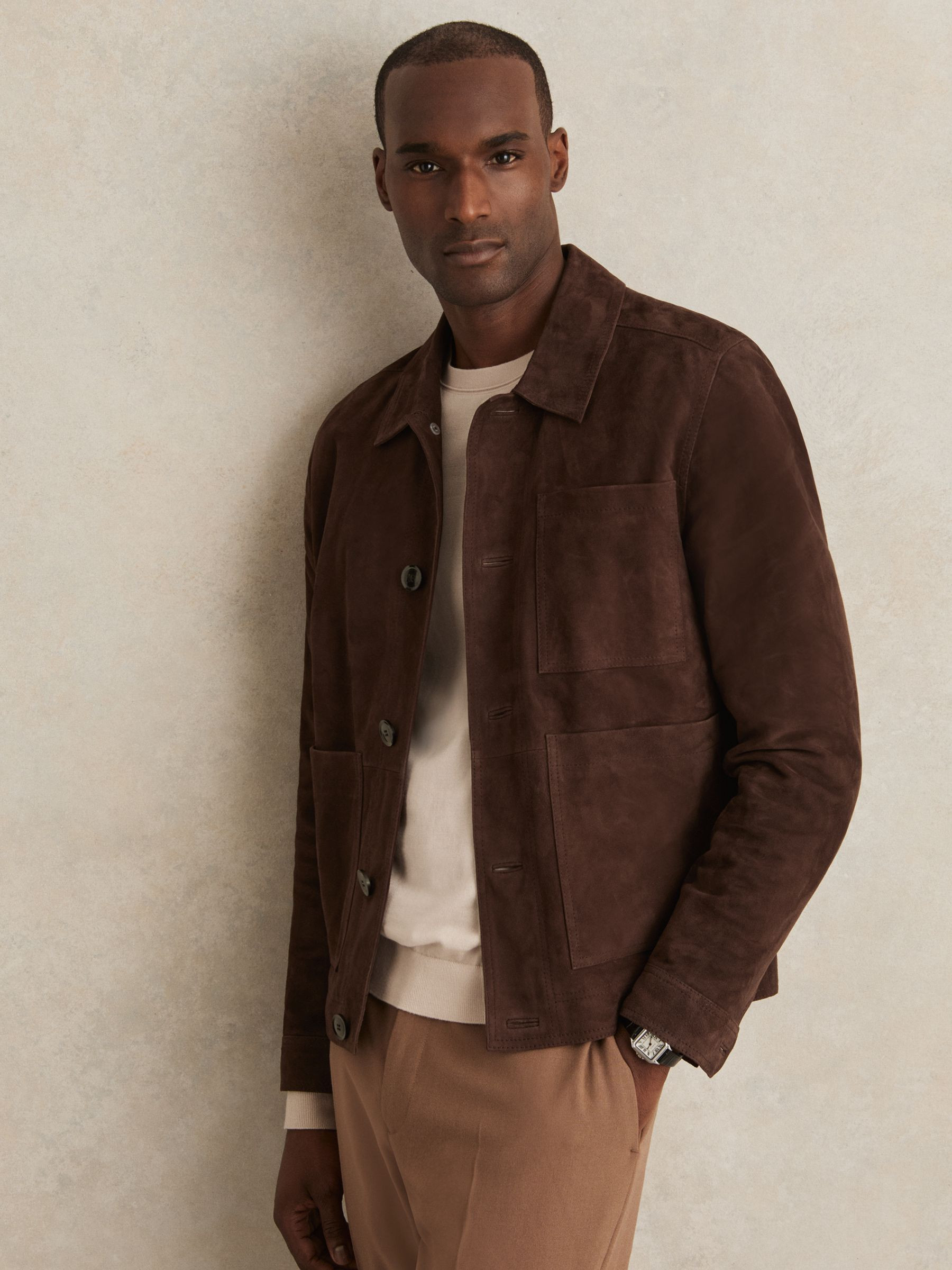 Jacket in Chocolate Brown | Reiss UK