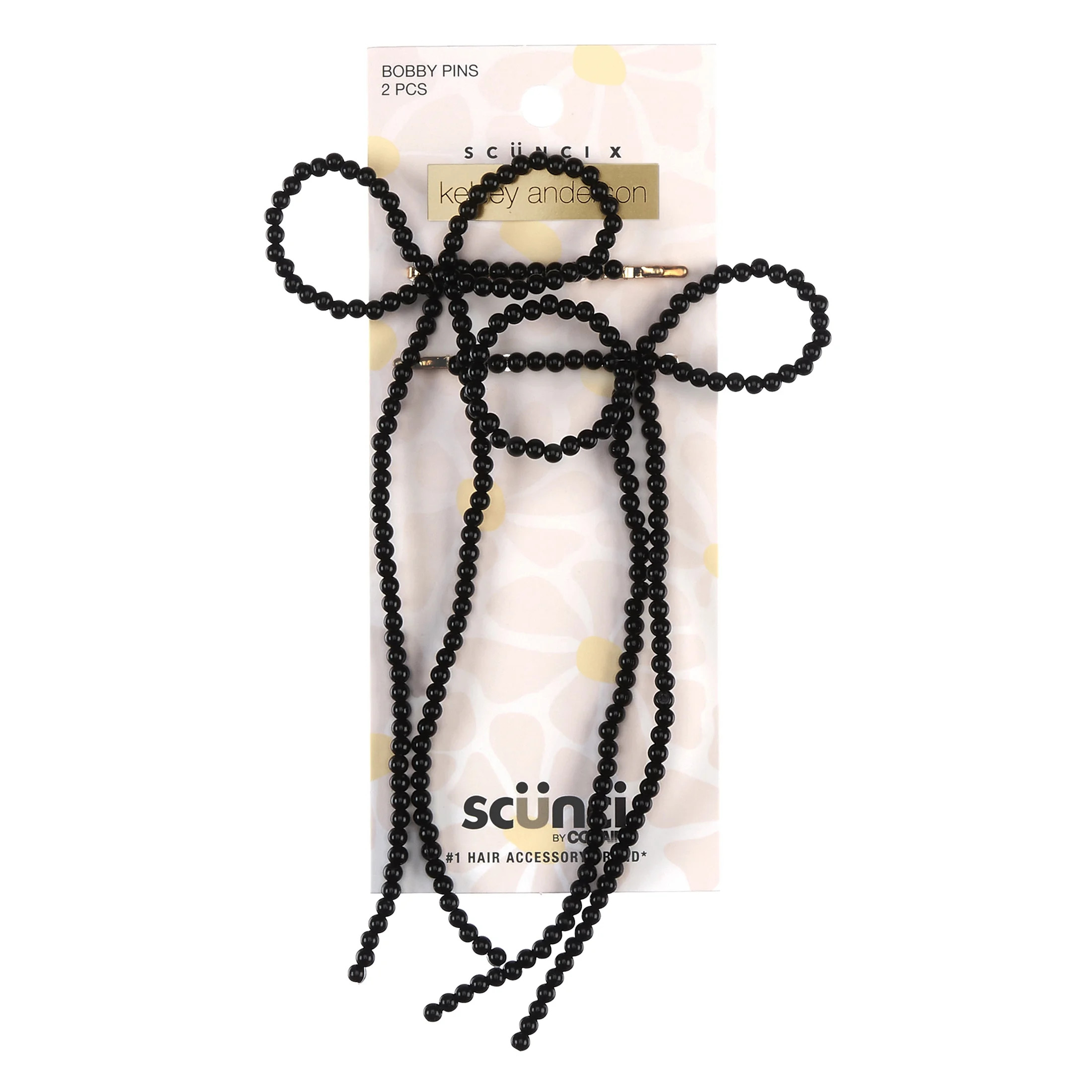 Scunci x Kelsey Anderson Beaded Bow Bobby Pins, Black, 2 count | Walmart (US)