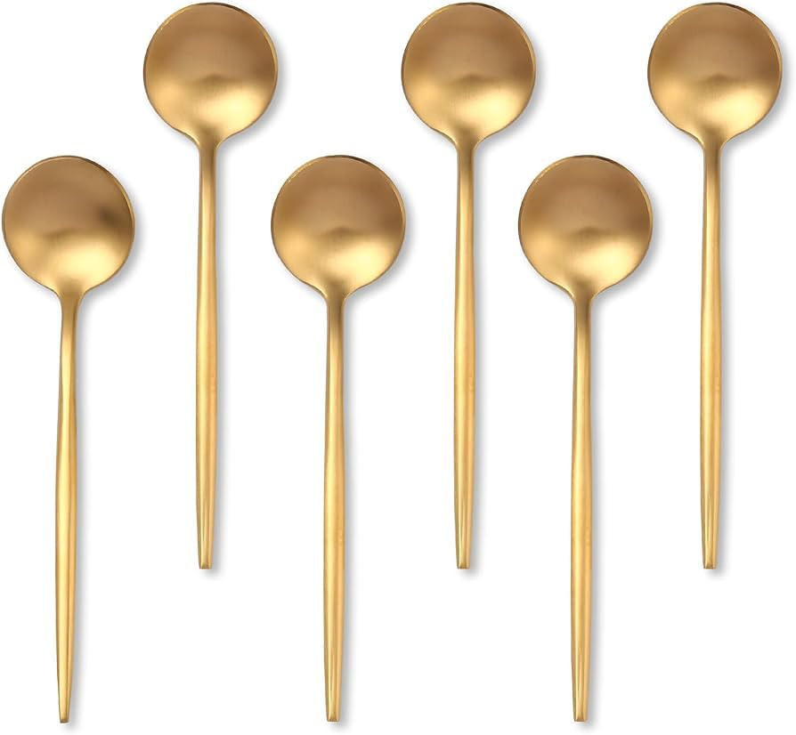 Gold Coffee Spoons Set,Stainless Steel Teaspoons of 6,Espresso Spoons 5.11 inch,Demitasse Dessert... | Amazon (US)
