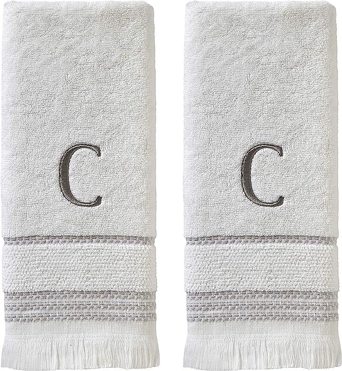 SKL HOME by Saturday Knight Ltd. Casual Monogram Hand Towel Set, C, 16x26, White 2 Count | Amazon (US)