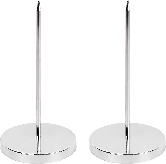 2PCS Bill Fork, Rod Paper Holder Spike, Stainless Steel Check Bill Spike | Amazon (US)