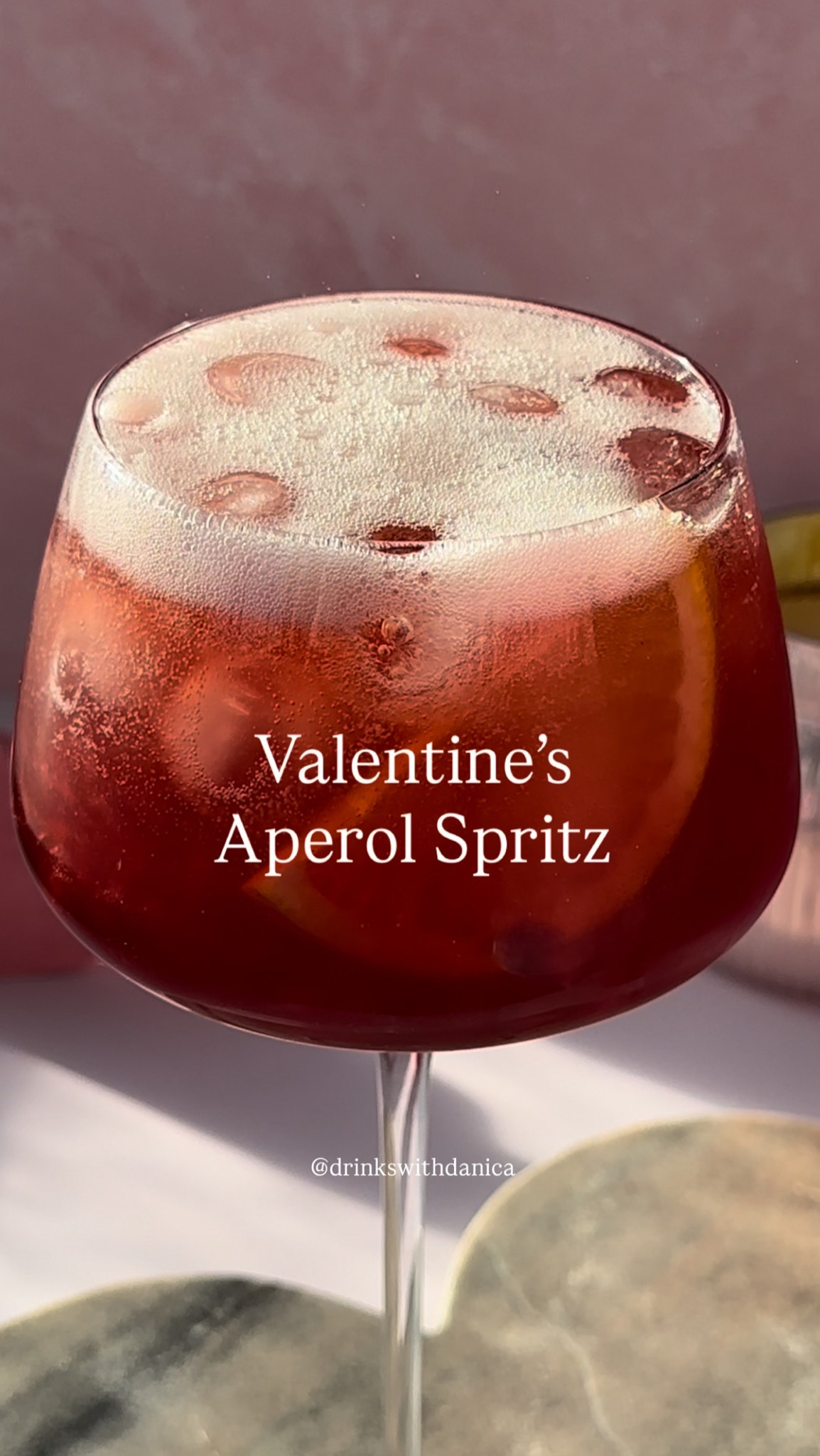 Valentine’s Aperol Spritz

Follow me on instagram and TikTok @drinkswithdanica for this recipe and more. Recipe is also at www.drinkswithdanica.com 
