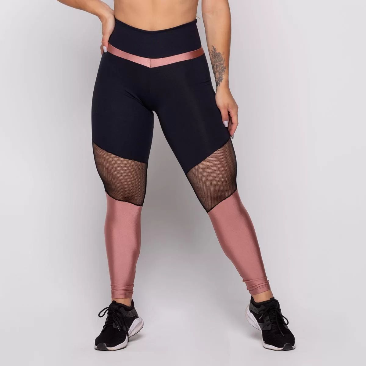 Calça Legging Fitness Dily Mergê Com Tela Feminina - Preto | Netshoes (BR)