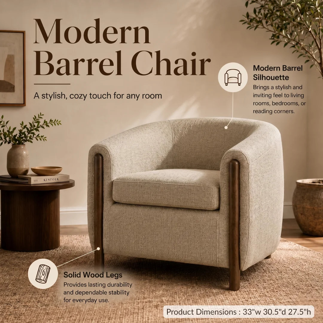 Leamon Fire-Resistant Upholstered Barrel Chair | Wayfair North America