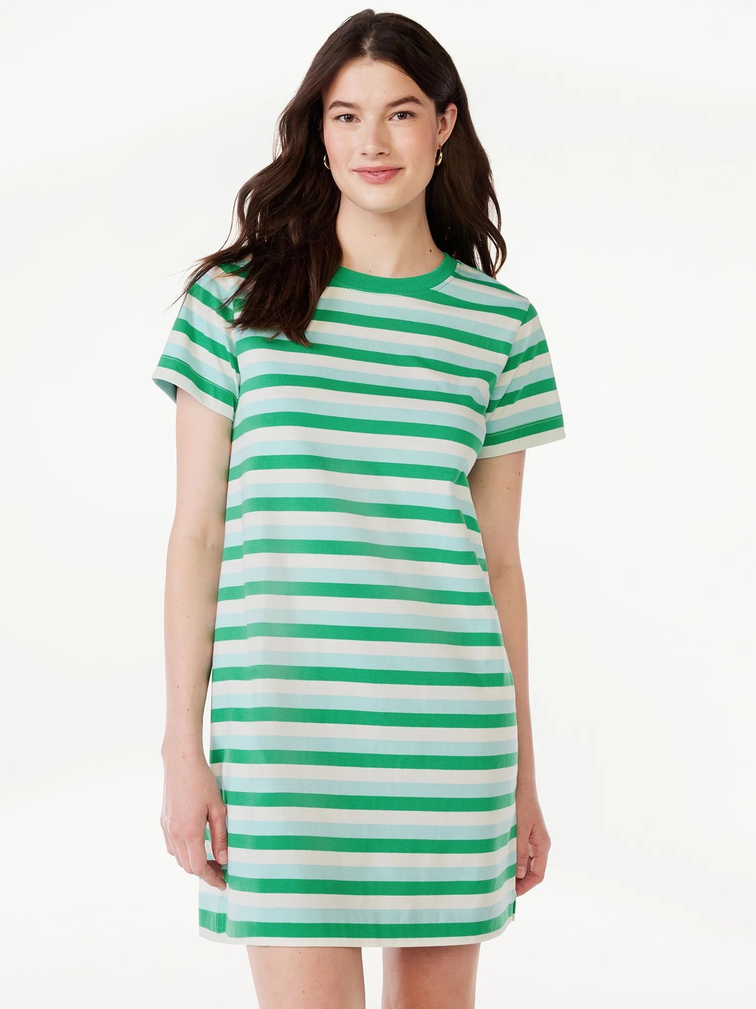 Free Assembly Women's Mini T-Shirt Dress with Short Sleeves, Sizes XS-XXXL | Walmart (US)