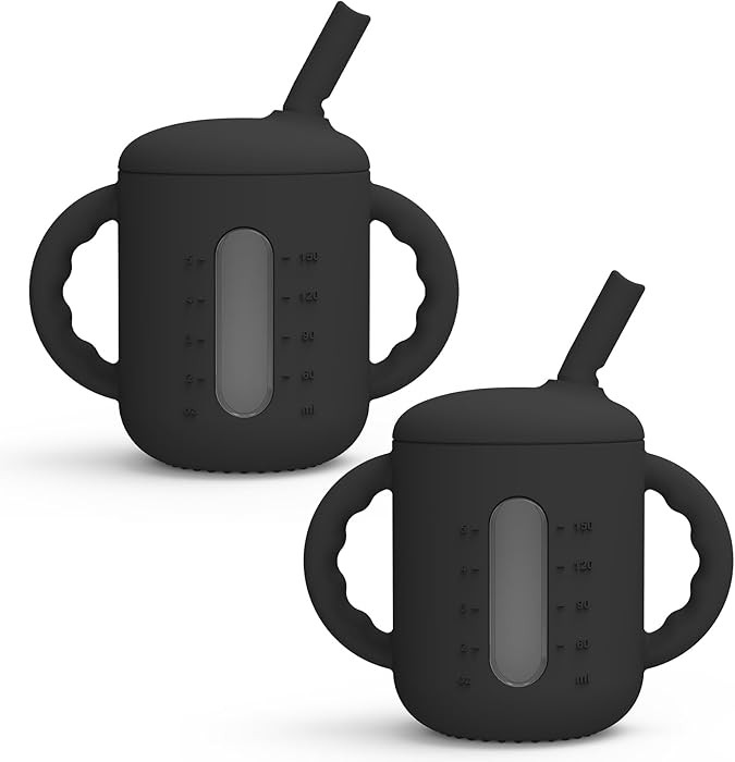 Seposeve 2 Pack Silicone Sippy Cups, Leak-Proof Baby Straw Cup for 6-12 Months, Spill Proof Toddl... | Amazon (US)