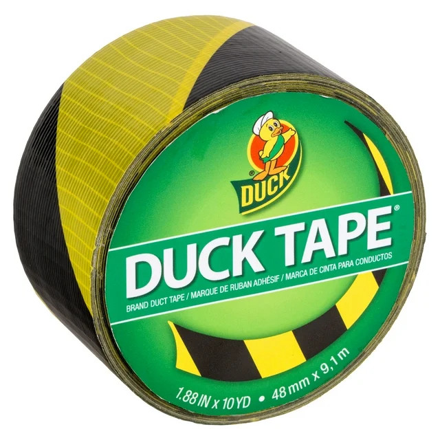 Printed Duck Tape Brand Duct Tape - Black & Yellow Stripes, 1.88 in. x 10 yd. | Walmart (US)