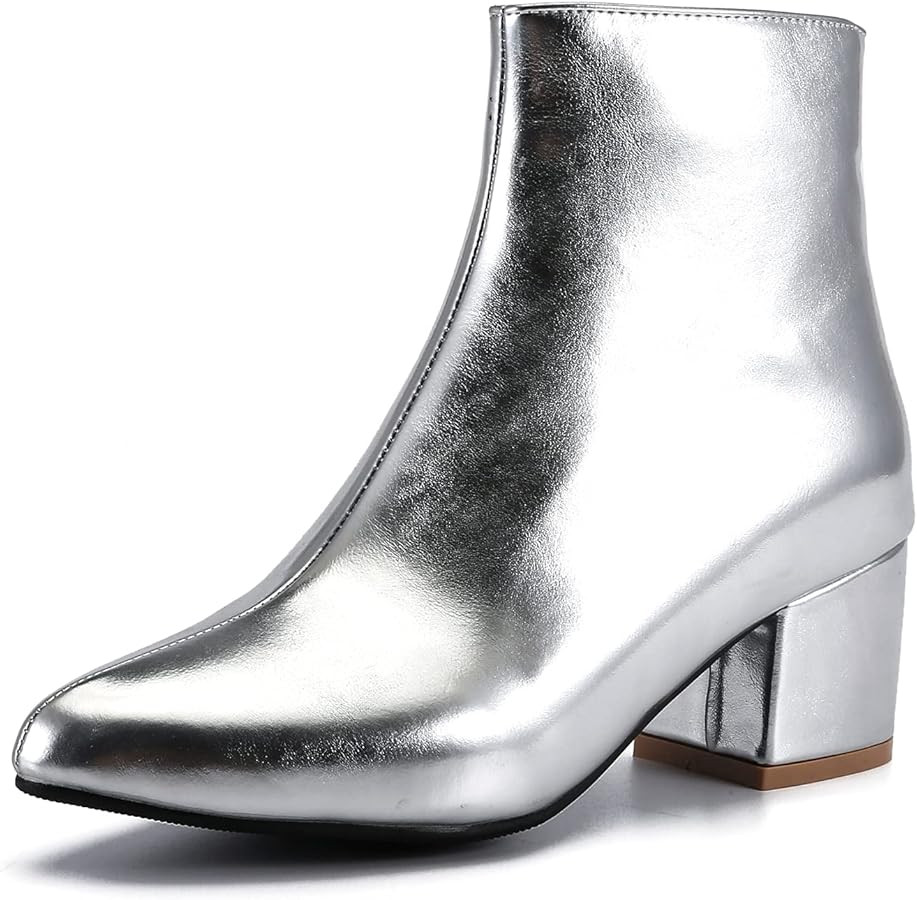LIURUIJIA Womens Pointed Toe Ankle Boots Mid Chunky Heel Side Zipper Lined Fall Winter Fashion Bo... | Amazon (US)