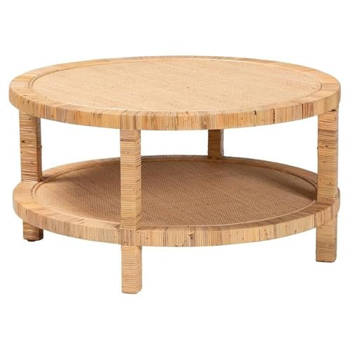 bali & pari Kalimantan Light Honey Rattan and Mahogany Wood Coffee Table | Amazon (US)