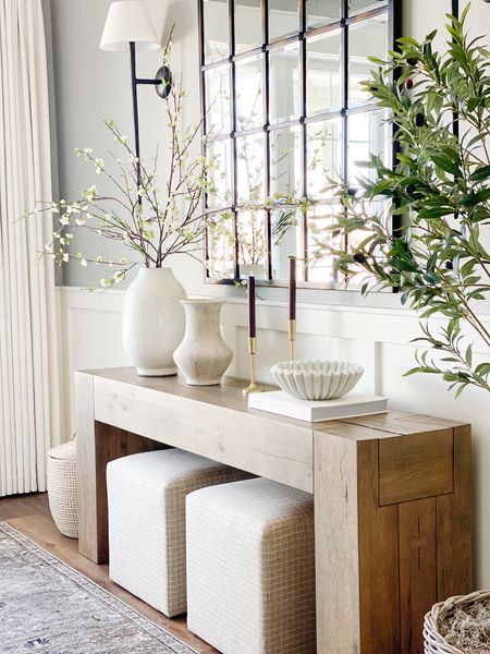 Spring console table styling.  Dining room, living room, modern traditional, PotteryBarn, marble bowl, spring stems

#LTKhome #LTKFind #LTKstyletip