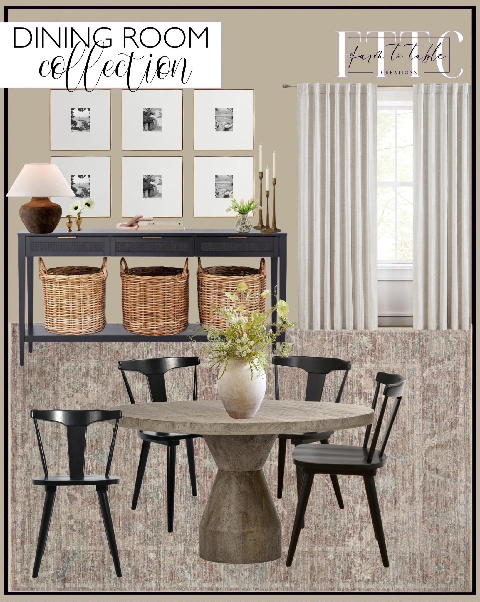 Dining Room Curated Collection.  Follow @farmtotablecreations on Instagram for more inspiration.

Magnolia Millie Brick Fog Rug. Morley Dining Table. Blackout Curtains. Gold Curtain Rod. Curtain Clips. Brannagh 19.3" Wide Modern Scandinavian Solid Wood Dining Chair Y-Shaped Backrest (Set of 2). East Bluff Console. Stowe Modern Metal Frames. Faux Elevate Queen Annes Bundle. Calabria Lamp. Woven Basket. Quin Ceramic Vase. Antique Brass Candlestick. Hand dipped taper candles. Callin Etched Brass Bud Vase. Fluted Green and White Distressed Vase. Faux Tulips. Call It Home Coffee Table Book. Architectural Digest Coffee Table Book. Decorative Marble Chain. 

Dining Room | Bedroom Furniture | nightstands | Home Decor| Fireplace Decor | Spring Refresh |  Bedroom Finds | Neutral Stems | Spring Stems | Bookshelf Decor | Bedroom Space | Cozy  Corner | Bathroom | Curated Entryway | Spring  Decor | End of Year Clearance | Trending Decor | Viral Decor  | Coffee Table Decor | Neutral Decor | Fall Stem Sale | Target Finds | Skinny Bench | Bedroom | Living Room | Breakfast Nook | Amazon Home | Target Sale | Loloi Rugs | Magnolia Home | console table | console table styling | faux stems | entryway space | front porch decor | neutral decor | entryway decor | cozy home | affordable decor |  home decor | home inspiration | console styling | entryway rug | cozy moody home | moody home decor | neutral home | bathroom decor | living room | spring decor | Hearth & Hand | Studio McGee | 2025 Home Trends | trending home | Crate&Barrel 




#LTKFindsUnder50 #LTKHome #LTKSaleAlert