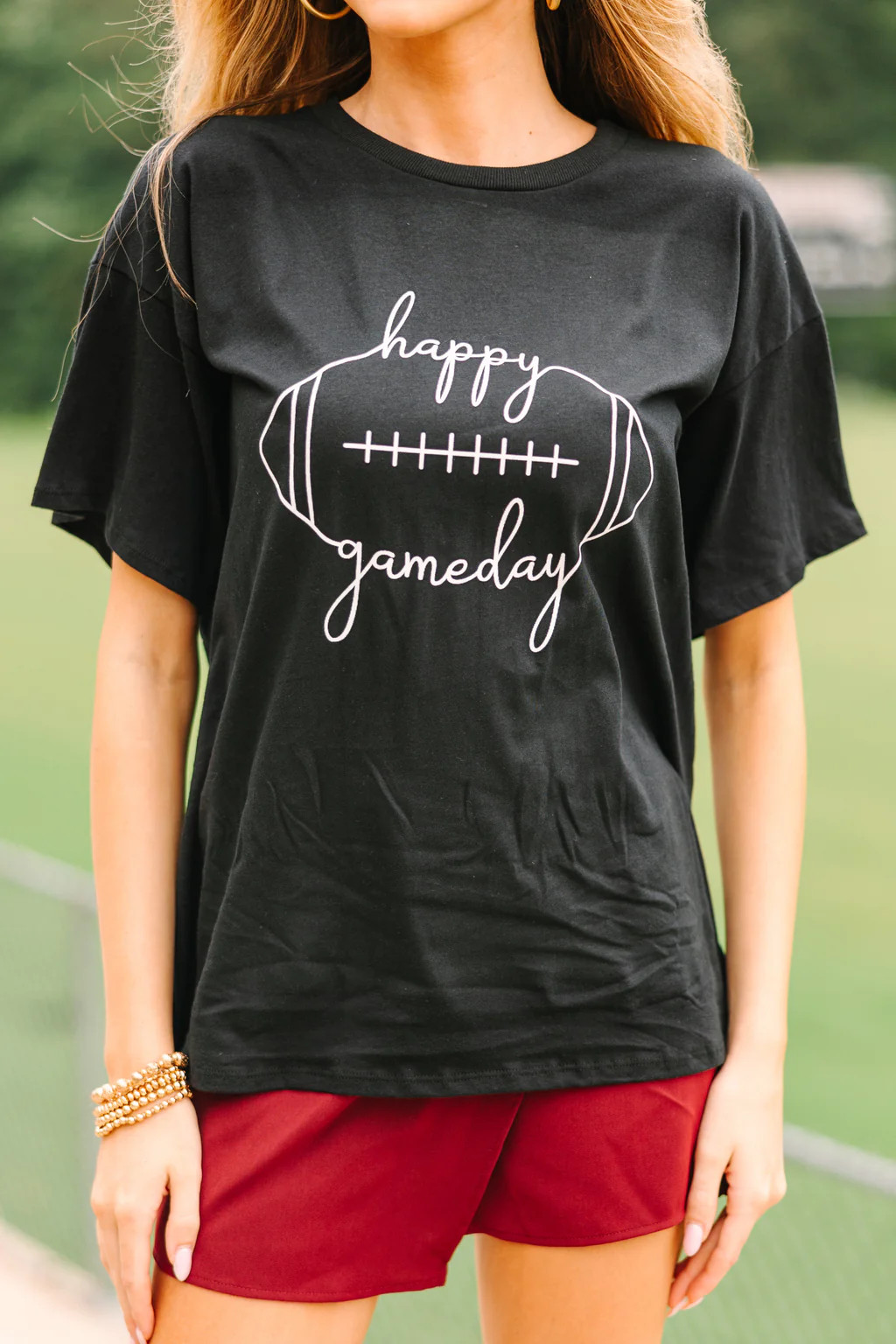 Happy Gameday Black Graphic Tee | The Mint Julep Boutique