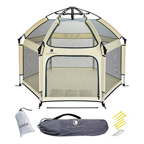 POP 'N GO PLAYPEN - Indoor & Outdoor Baby Playpen for Babies and Toddlers - Baby Beach Tent, Foldable, Portable W/Canopy, Travel Bag, & Mosquito Net - Pop Up Pack and Play Tent (Warm Ivory) | Amazon (US)