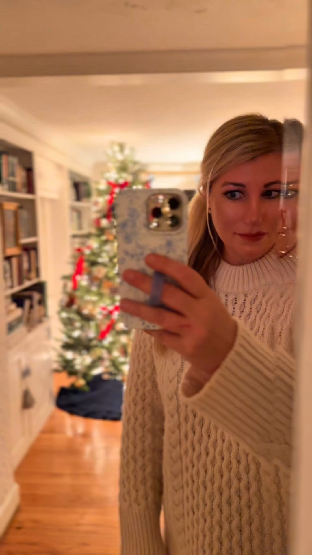 A cozy fisherman sweater and decorating our tree today. 🫶🏻 heart full 

#LTKHoliday #LTKGiftGuide #LTKHome